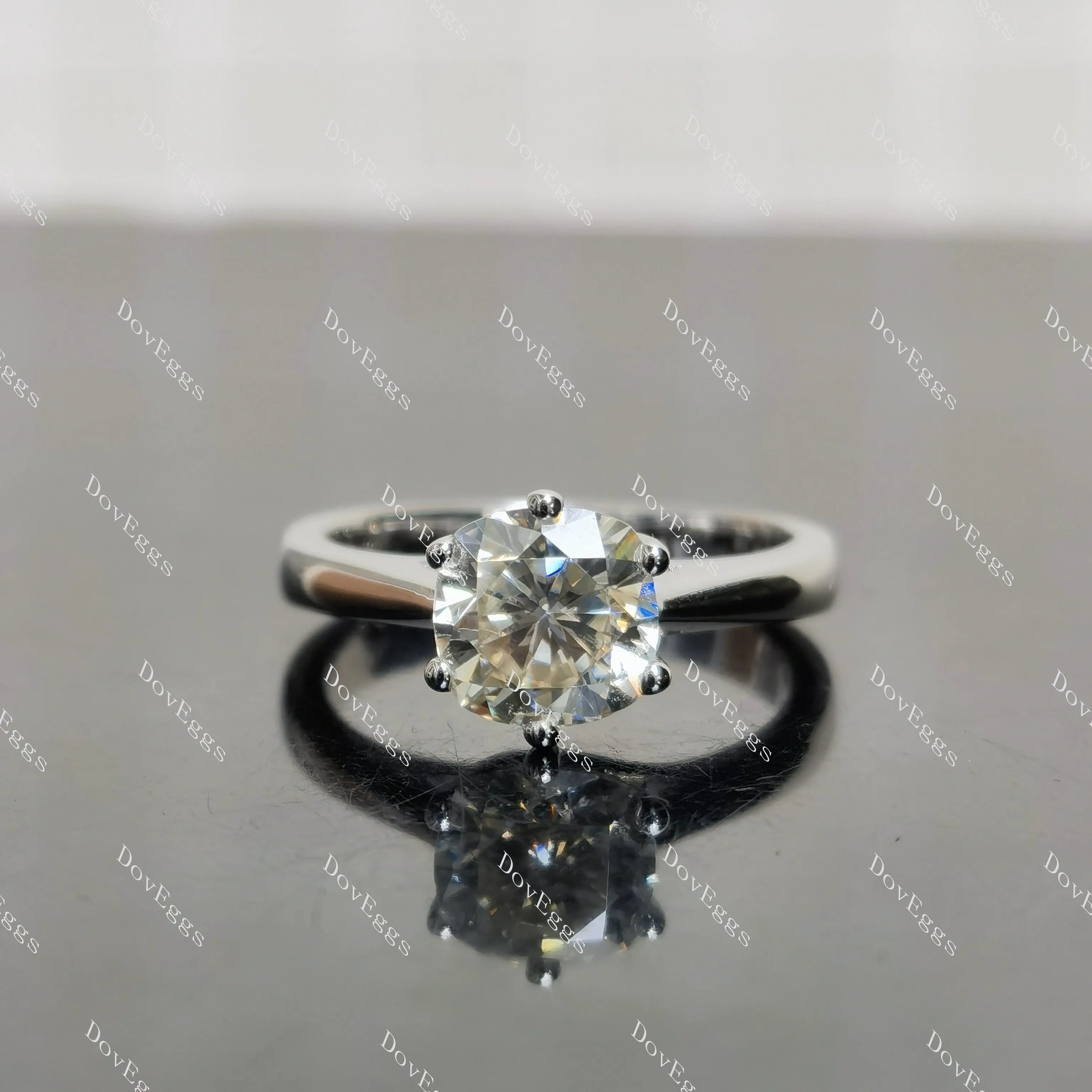 (size 7)Doveggs 2ct GHI color cushion moissanite engagement SS ring