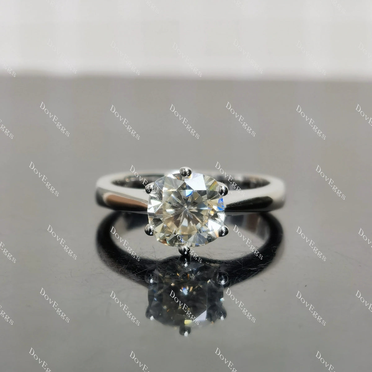 (size 7)Doveggs 2ct GHI color cushion moissanite engagement SS ring