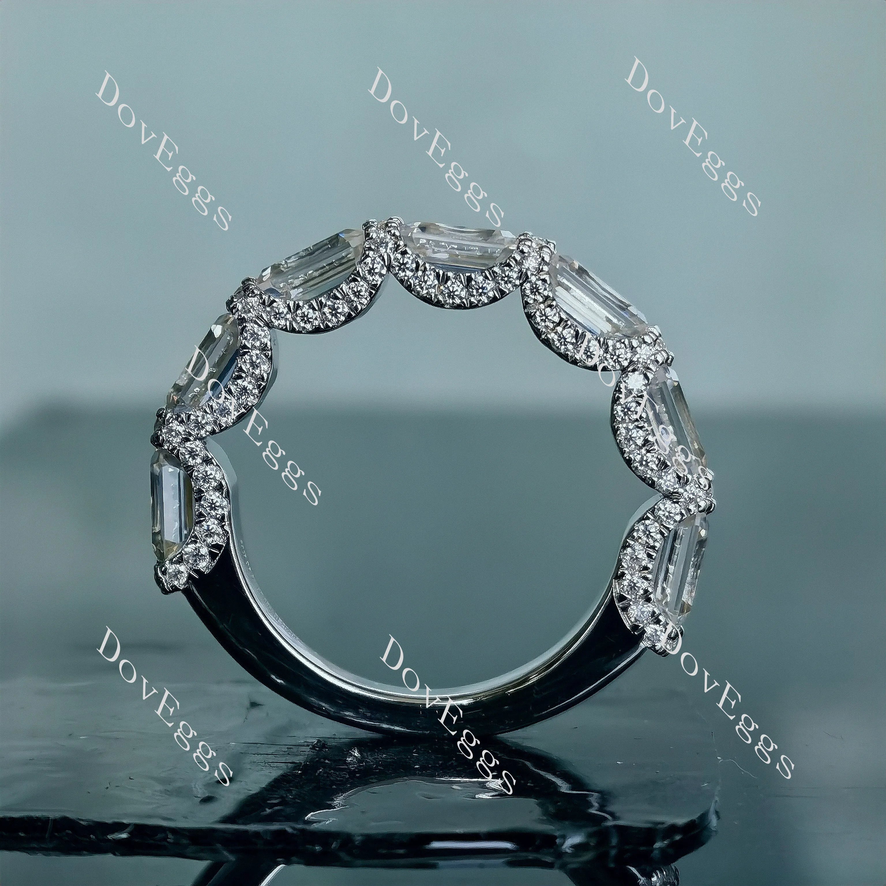 Doveggs emerald art deco pave moissanite/Lab grown diamond wedding band-2.5mm band width