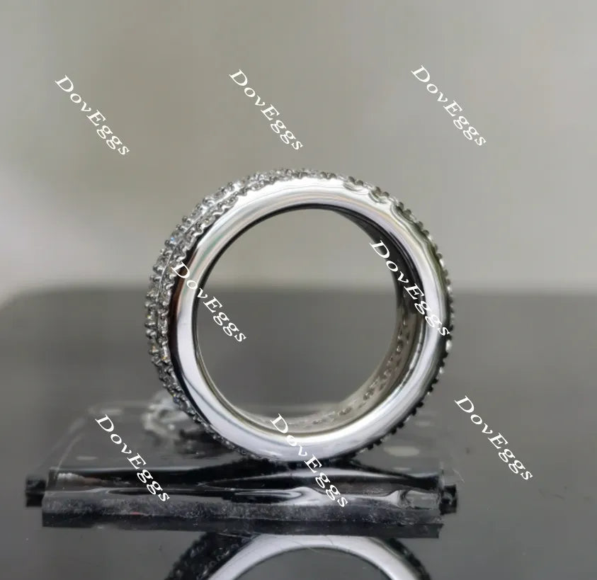 Doveggs round full eternity channel set moissanite/lab grown diamond wedding bands-5.5mm band width