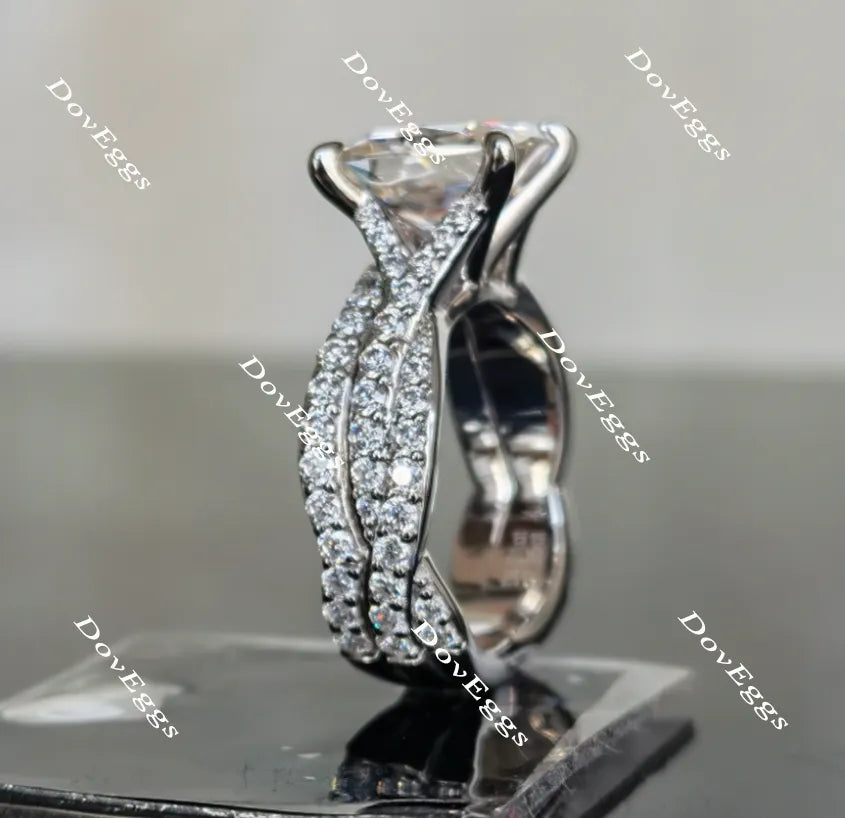 Doveggs curved band princess moissanite engagement ring