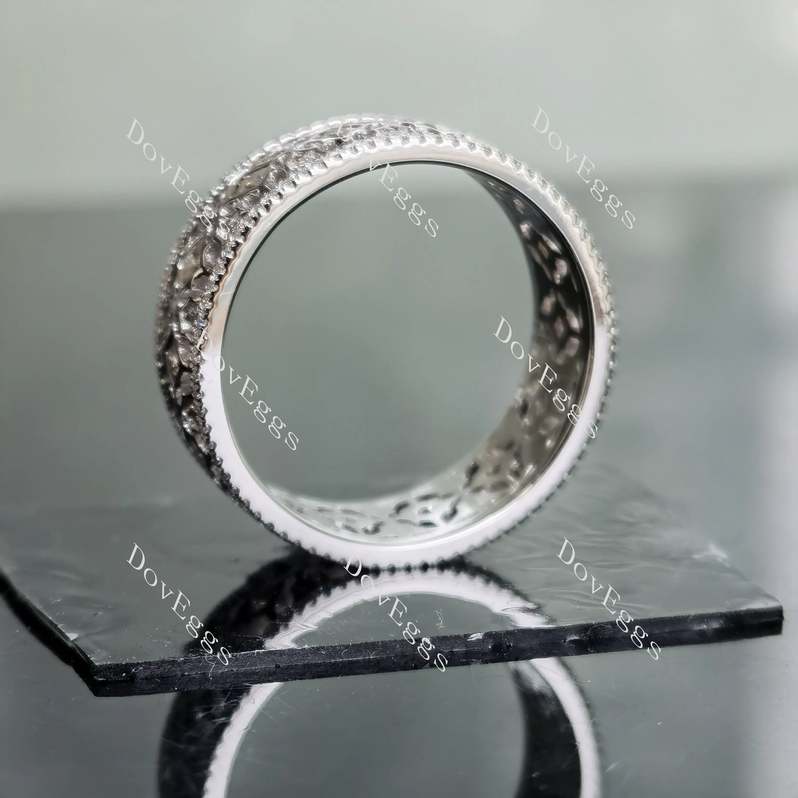 Doveggs art deco princess round full eternity moissanite/lab grown diamond wedding bands-8mm band width