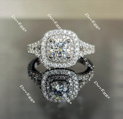 DovEggs double halo moissanite engagement ring