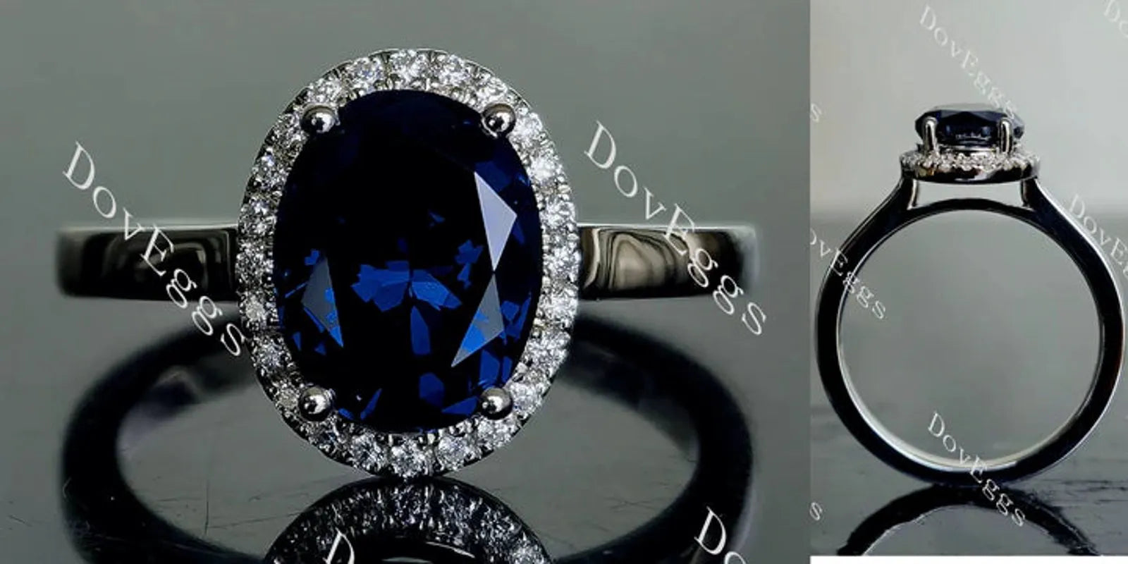 DoveEggs halo setting pave engagement ring semi-mount only(Exclusively to DovEggs Stones)