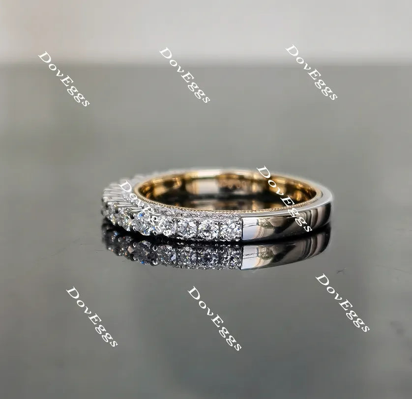 Doveggs round vintage moissanite/lab grown diamond wedding band-2.4mm band width