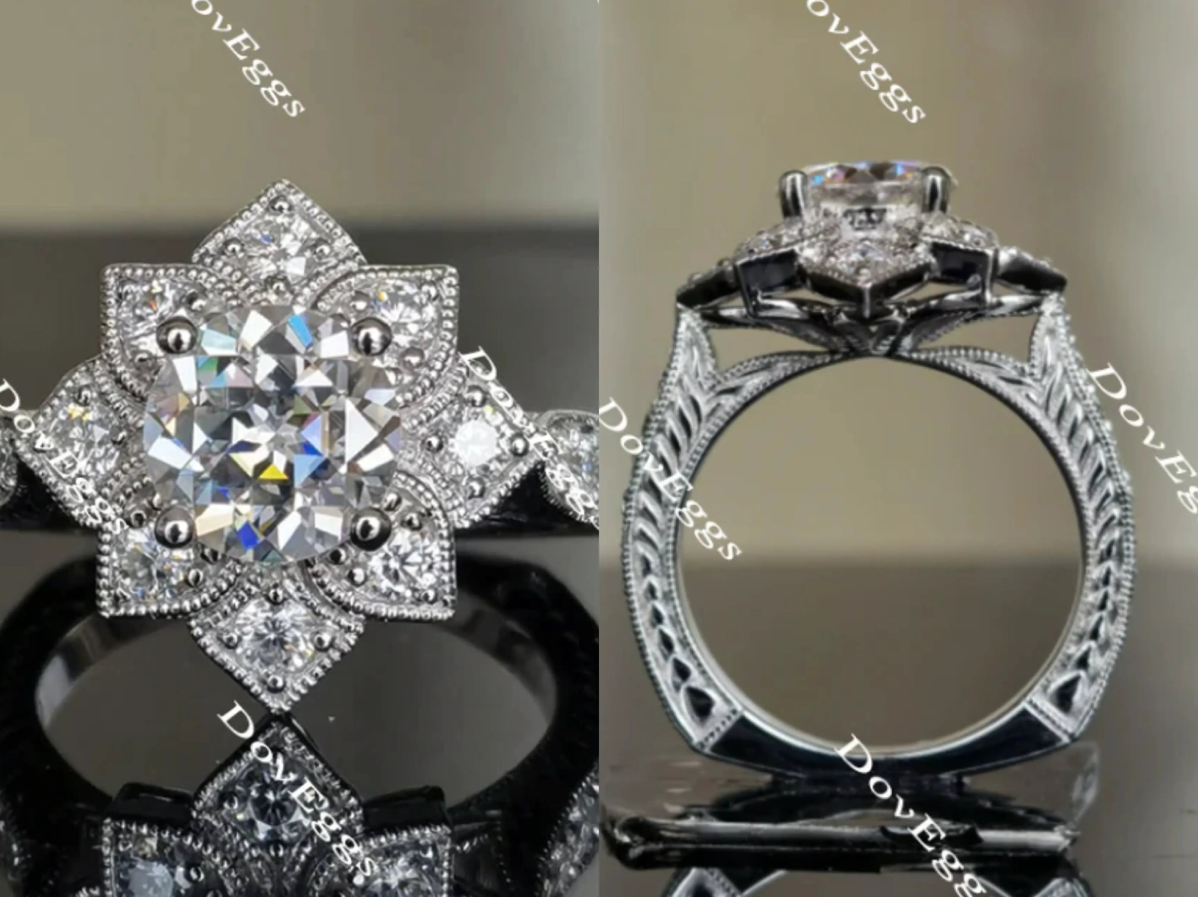 My Sunshine-Round moissanite engagement ring| DovEggs