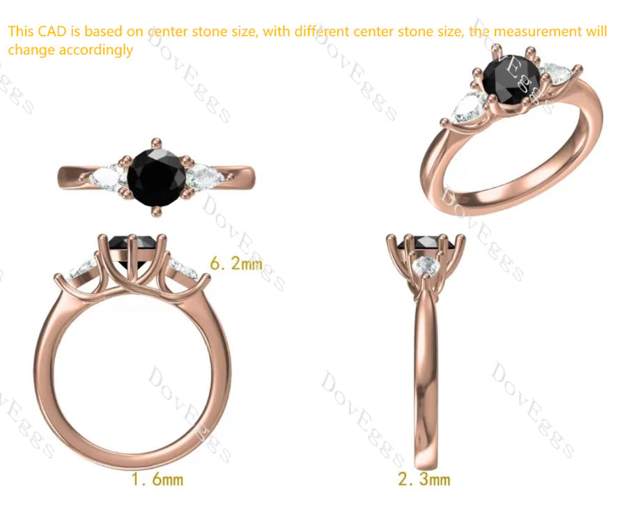 Doveggs three-stone engagement ring semi-mount only(Exclusively to DovEggs Stones)