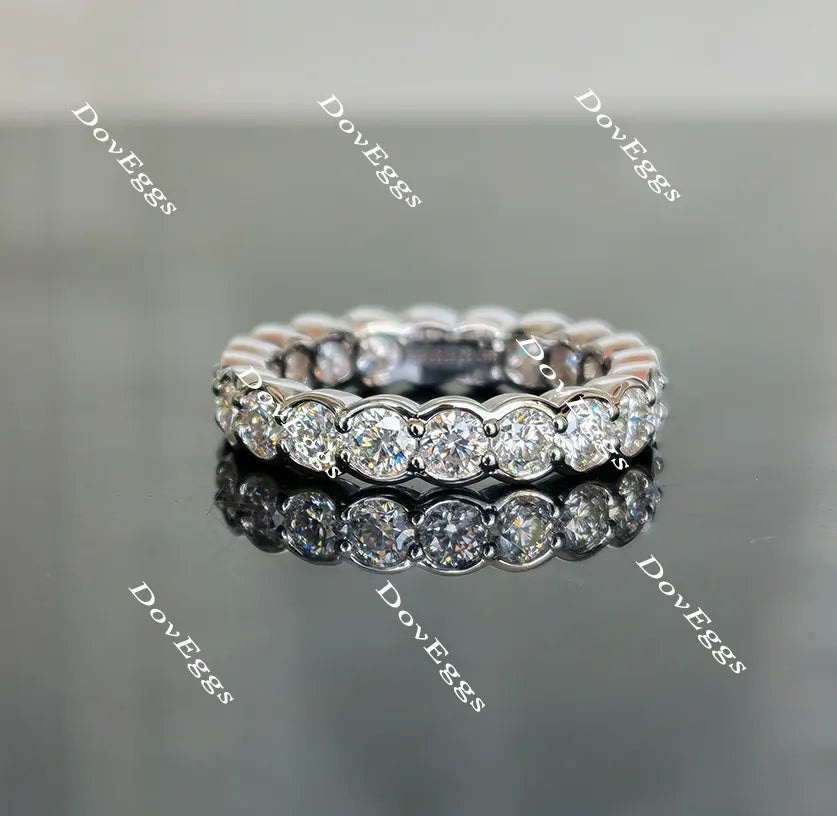 Paula’s 3mm round moissanite/lab grown diamond eternity wedding band-4mm band width