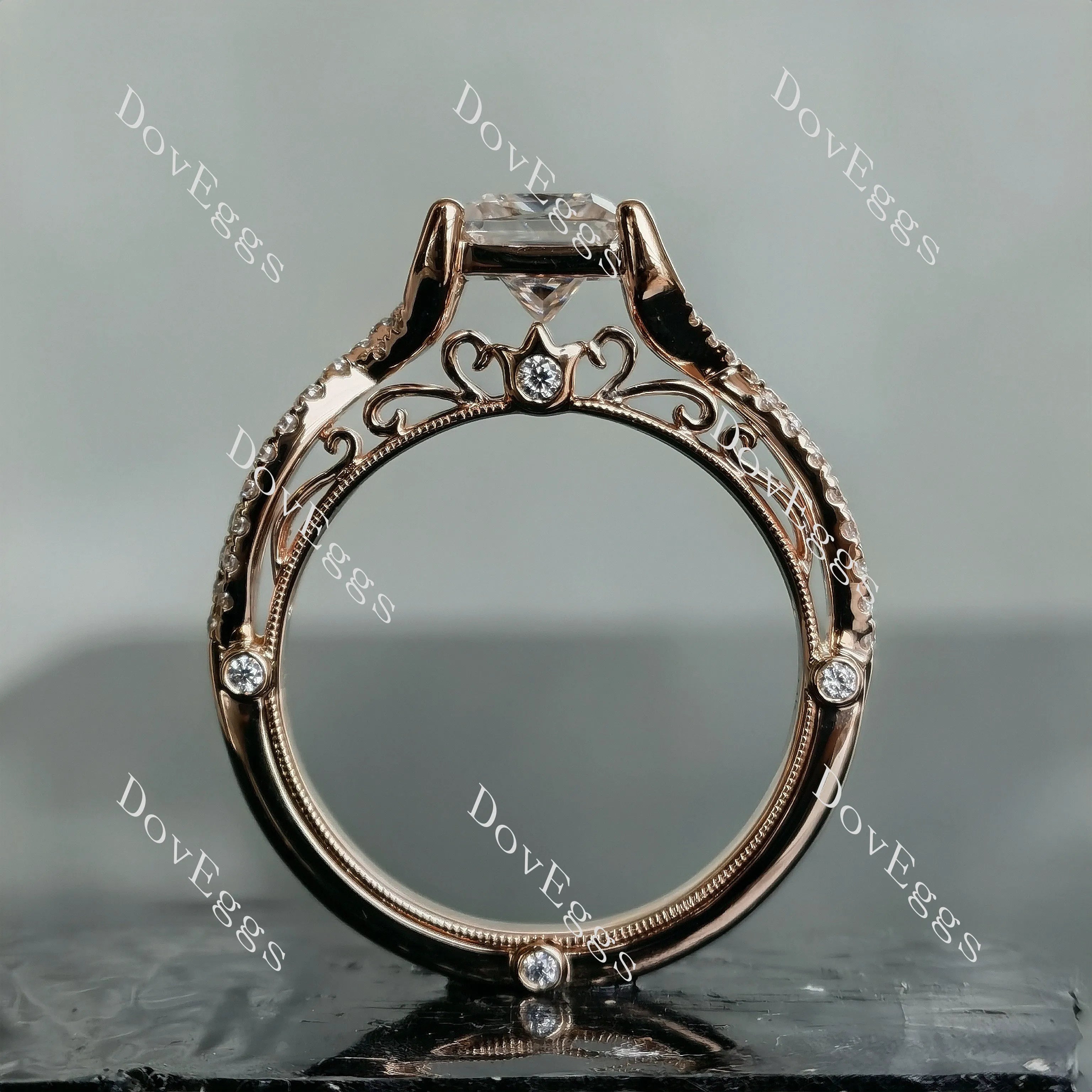 Doveggs princess half eternity pave split shank moissanite engagement ring