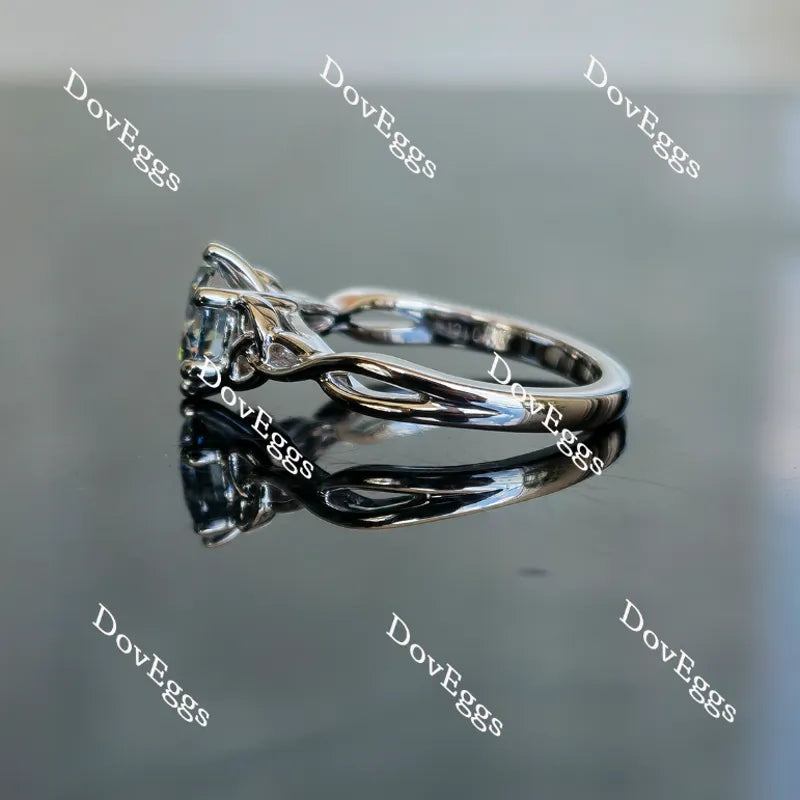 Doveggs round hollow out band solitaire moissanite engagement ring