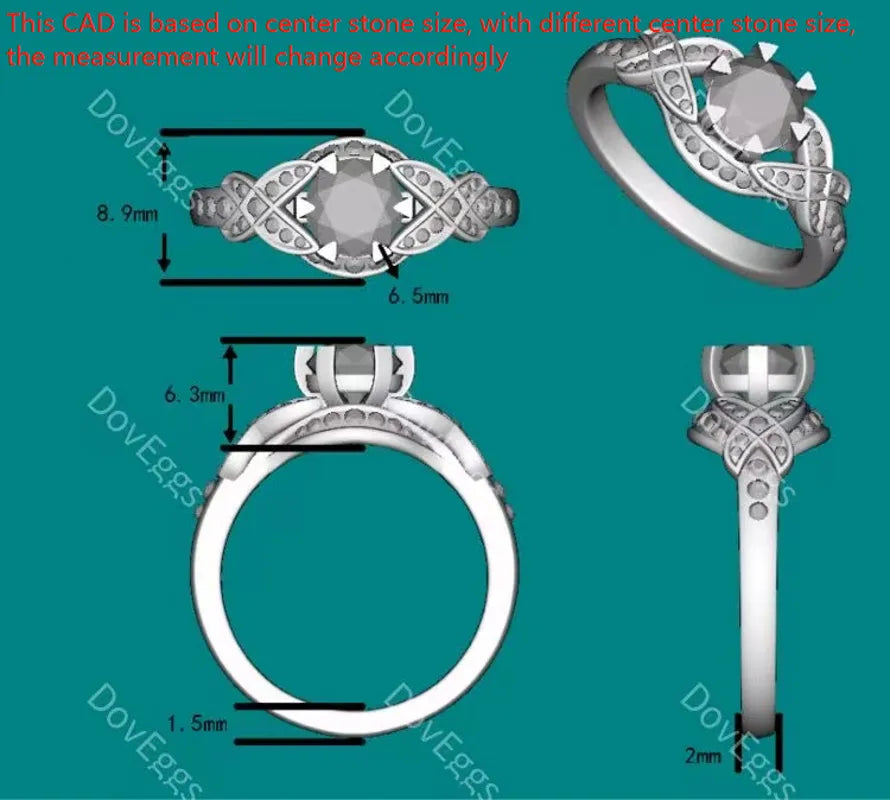 doveggs round art deco moissanite engagement ring