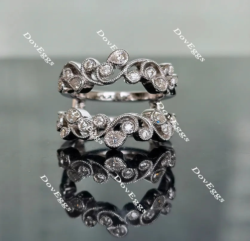 Doveggs art deco round pear moissanite/lab grown diamond enhancer-6.6mm band width