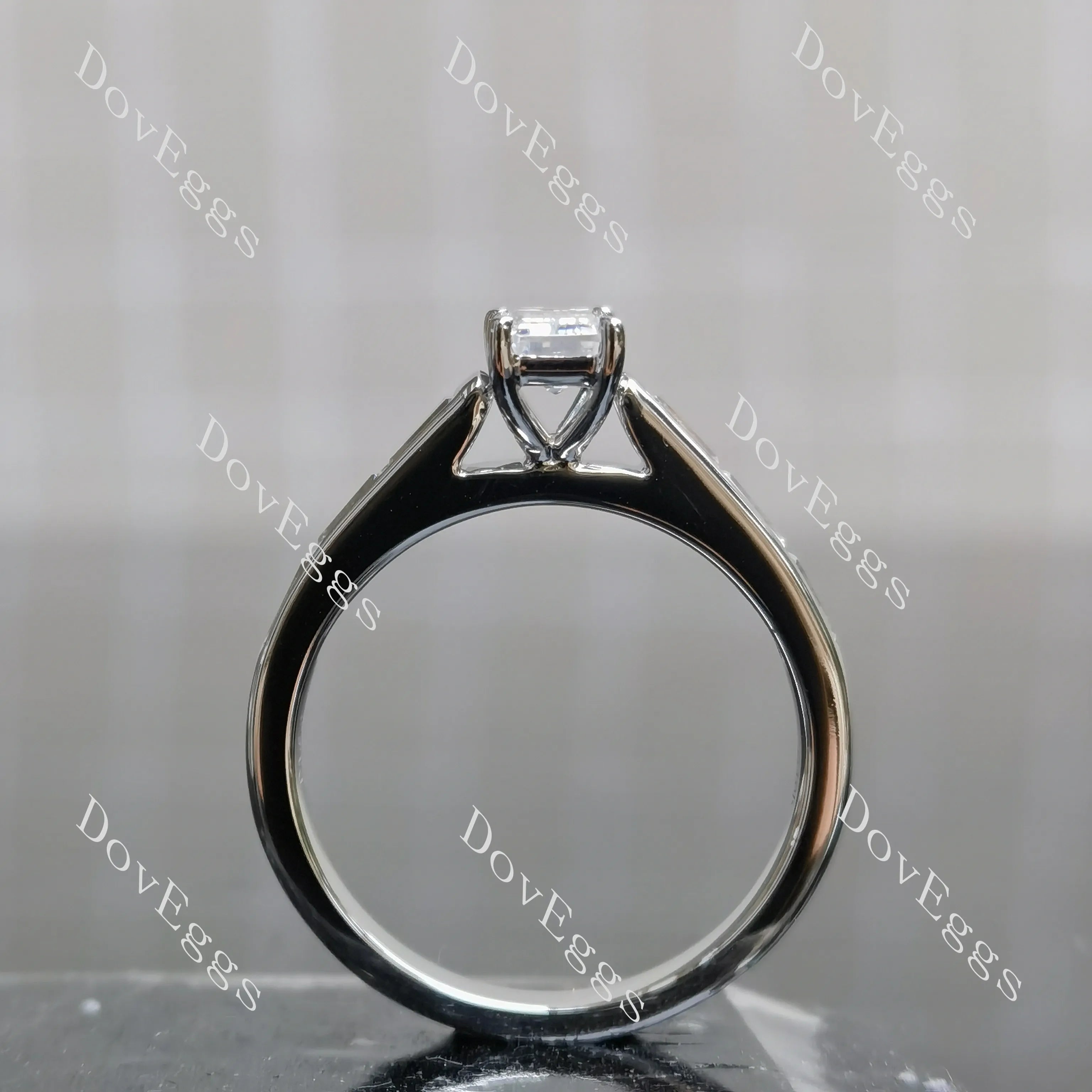 Emerald Erin-Emerald channel set moissanite engagement ring| DovEggs