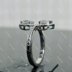 (size 8.75)Doveggs 2ct GHI color pear moissanite engagement SS ring