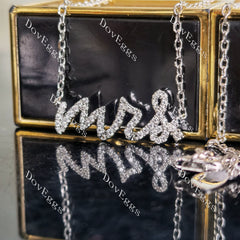 Doveggs round pave moissanite/lab grown diamond letters pendant (with 18'' length chain)
