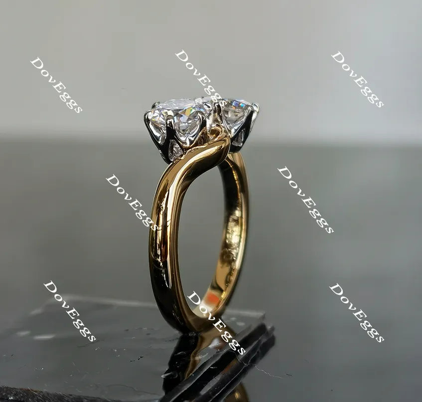 Doveggs round curved band moissanite engagement ring