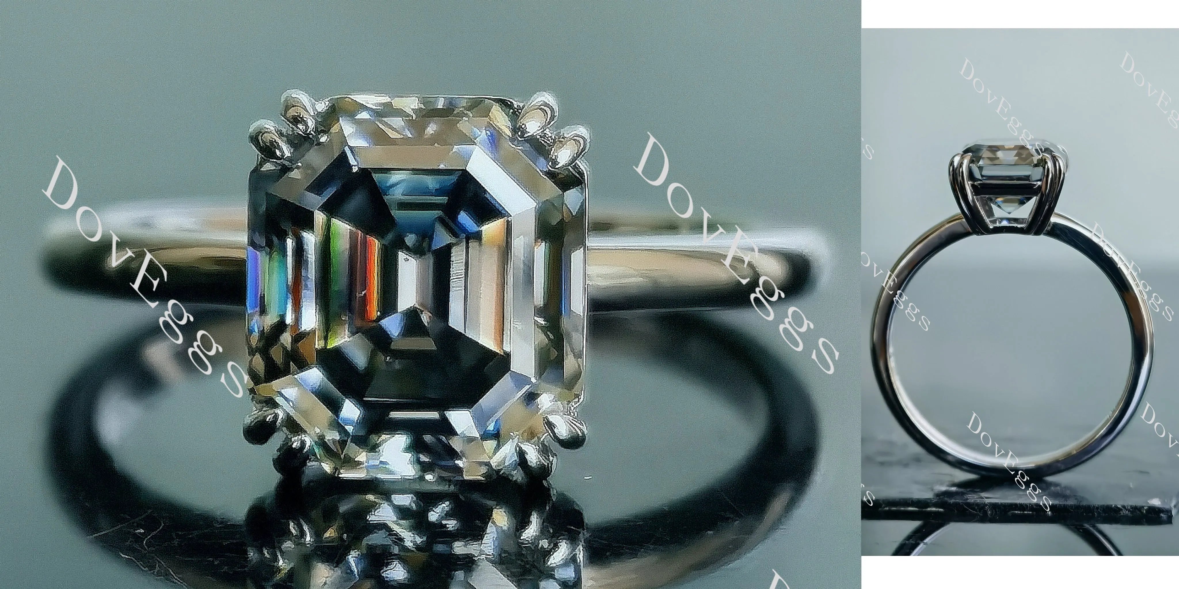 Doveggs krupp cut solitaire stardust grey moissanite engagement ring