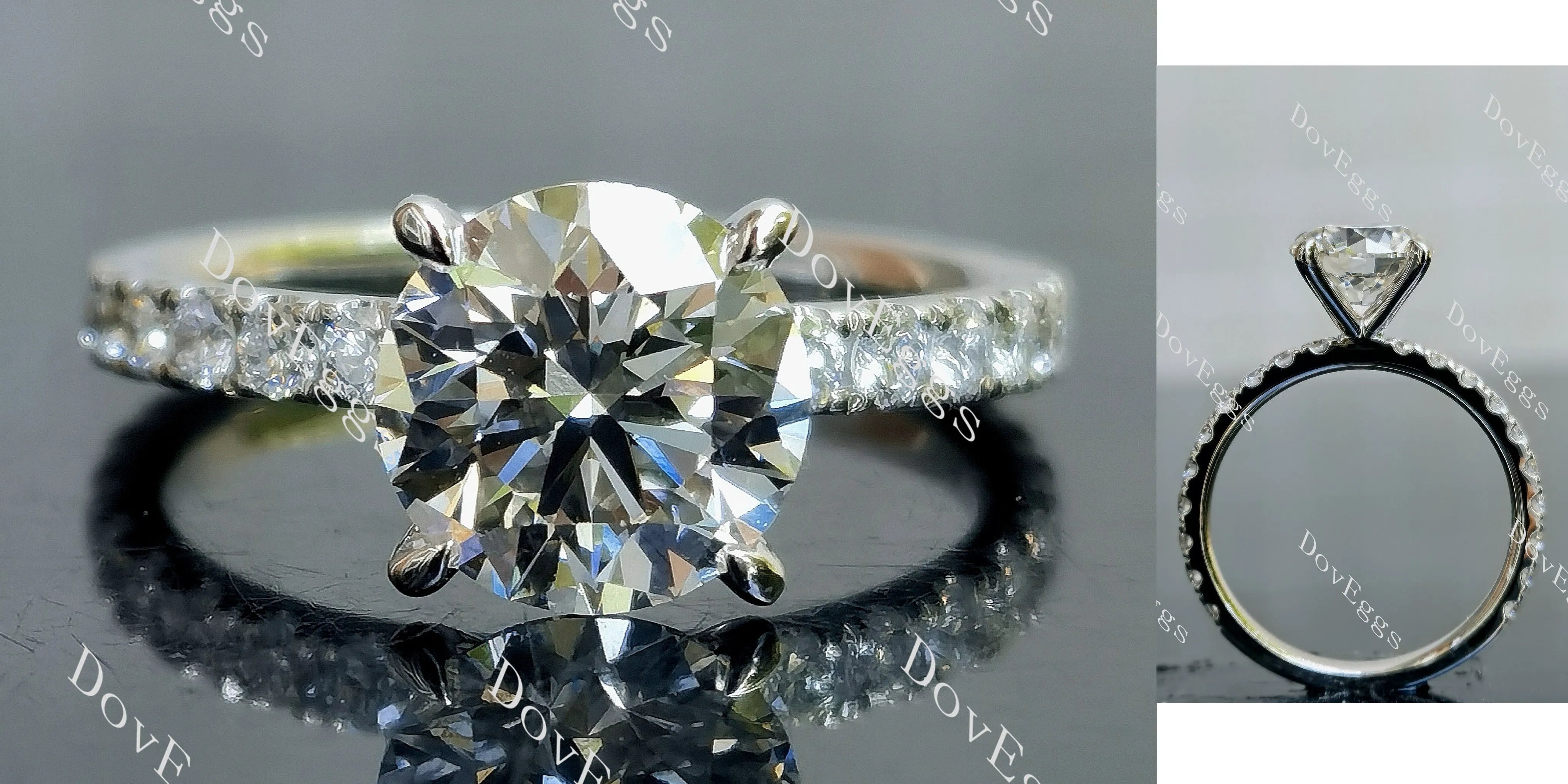 Doveggs round pave Lab Grown Diamond Engagement Ring