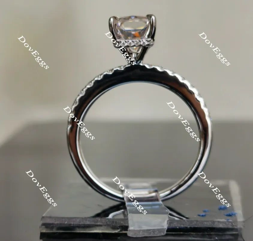Doveggs radiant half eternity pave moissanite engagement ring