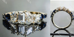 Doveggs art deco pave moissanite & colored gem wedding band-5.9mm band width