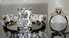 DovEggs cushion side stone moissanite engagement ring