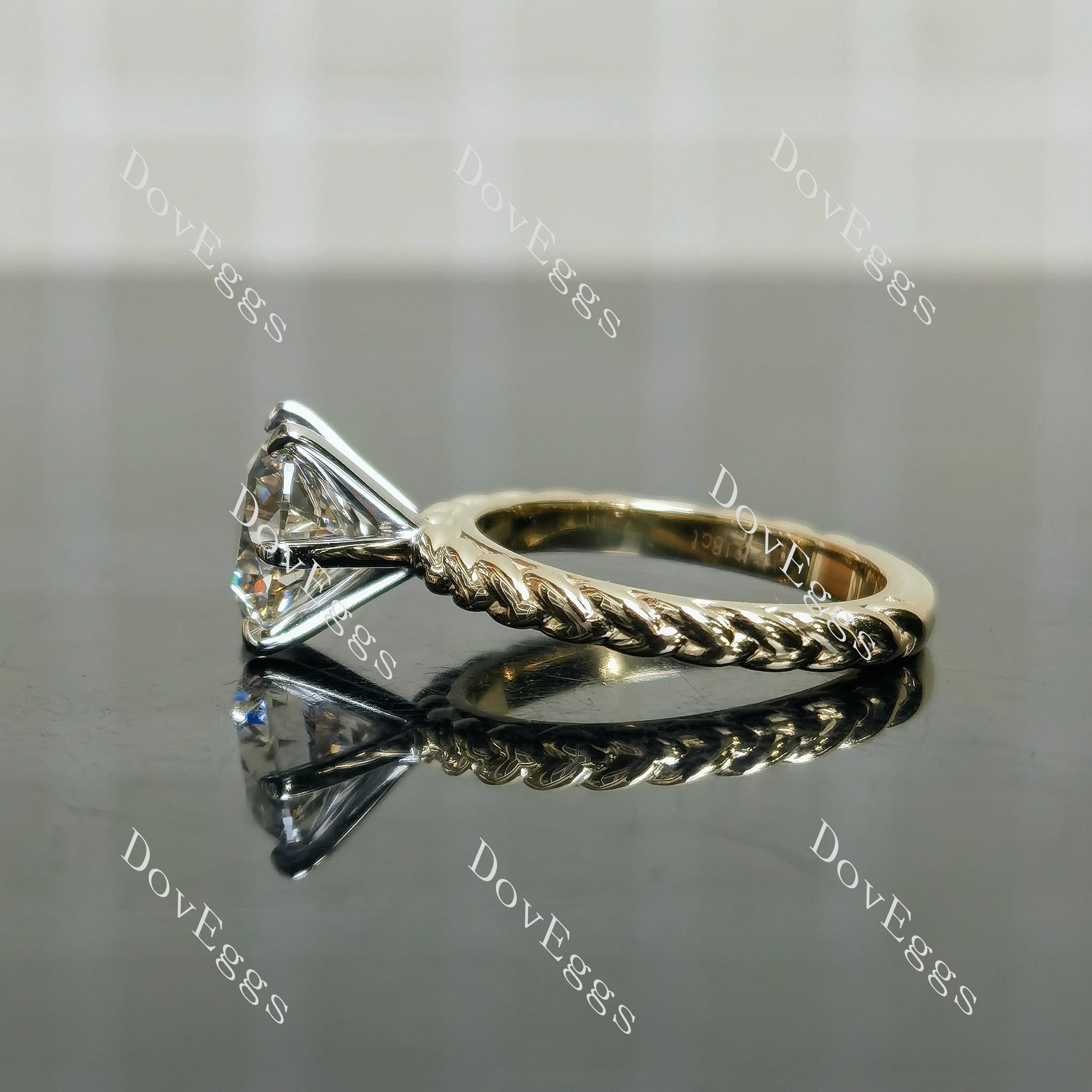 Round solitaire braided moissanite engagement ring| DovEggs