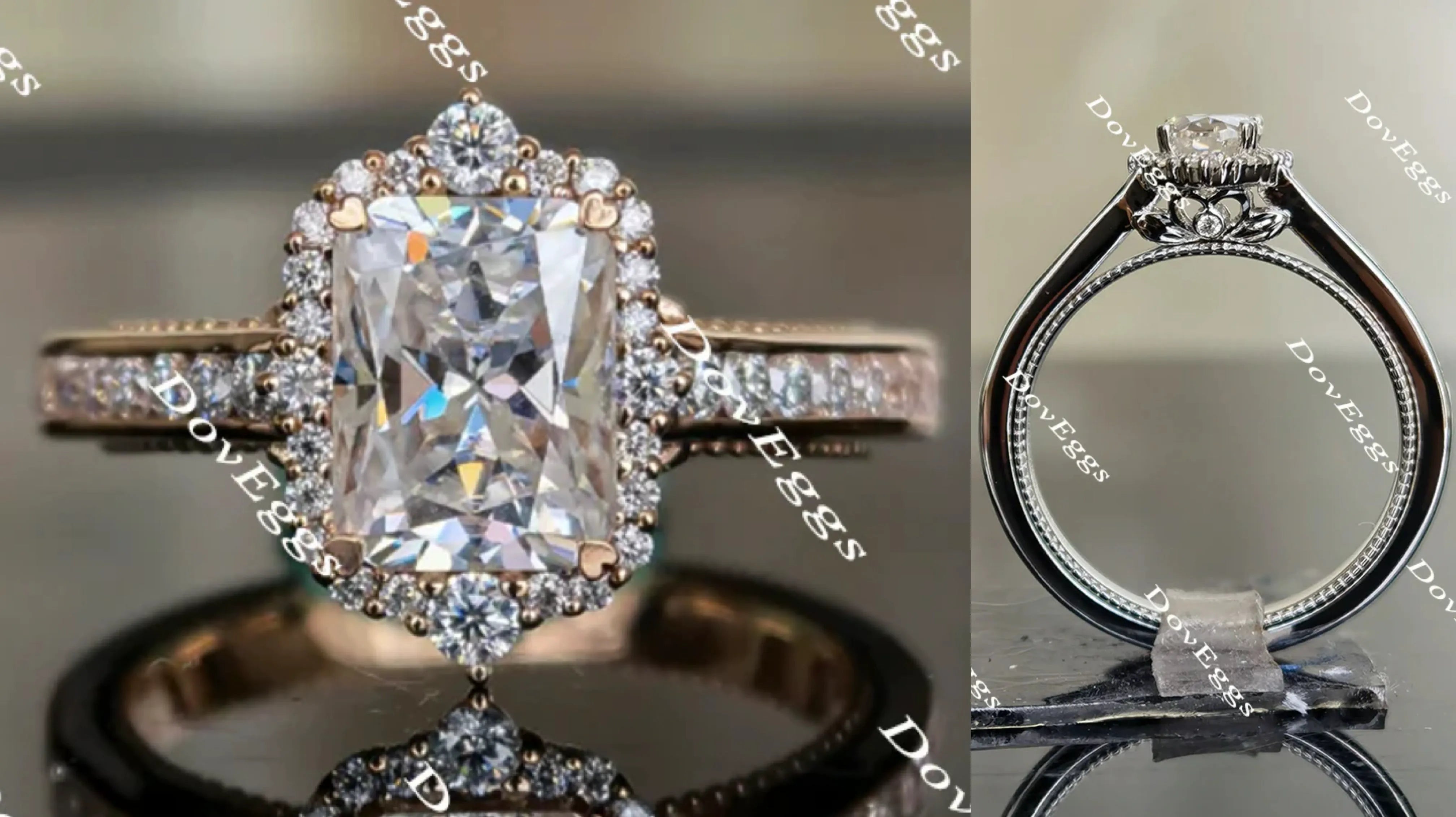 The Crystal halo moissanite engagement ring
