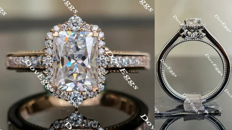 Doveggs halo pave engagement ring semi-mount only(Exclusively to DovEggs Stones)