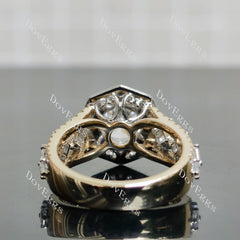 Doveggs Modified Octagon Halo 3/4 Eternity Lab Grown Diamond Engagement Ring