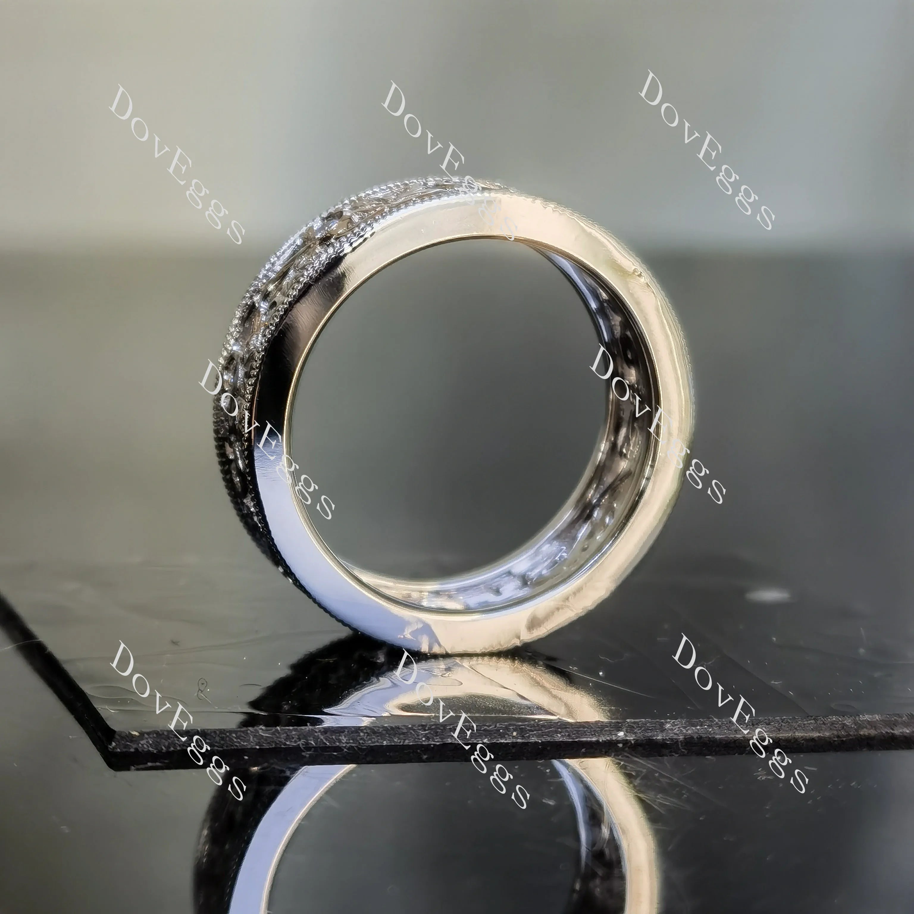 Doveggs round full eternity vintage moissanite/lab grown diamond wedding band-6.5mm band width