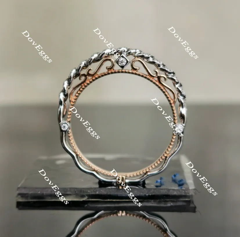 Doveggs round vintage moissanite ring/lab grown diamond wedding bands-2.7mm band width