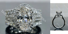 Doveggs Oval Pave Halo Half Eternity Lab Grown Diamond Bridal Set (2 rings)