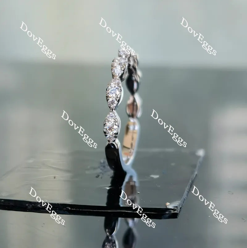 Doveggs round art deco moissanite/lab diamond wedding band-2.2mm band width