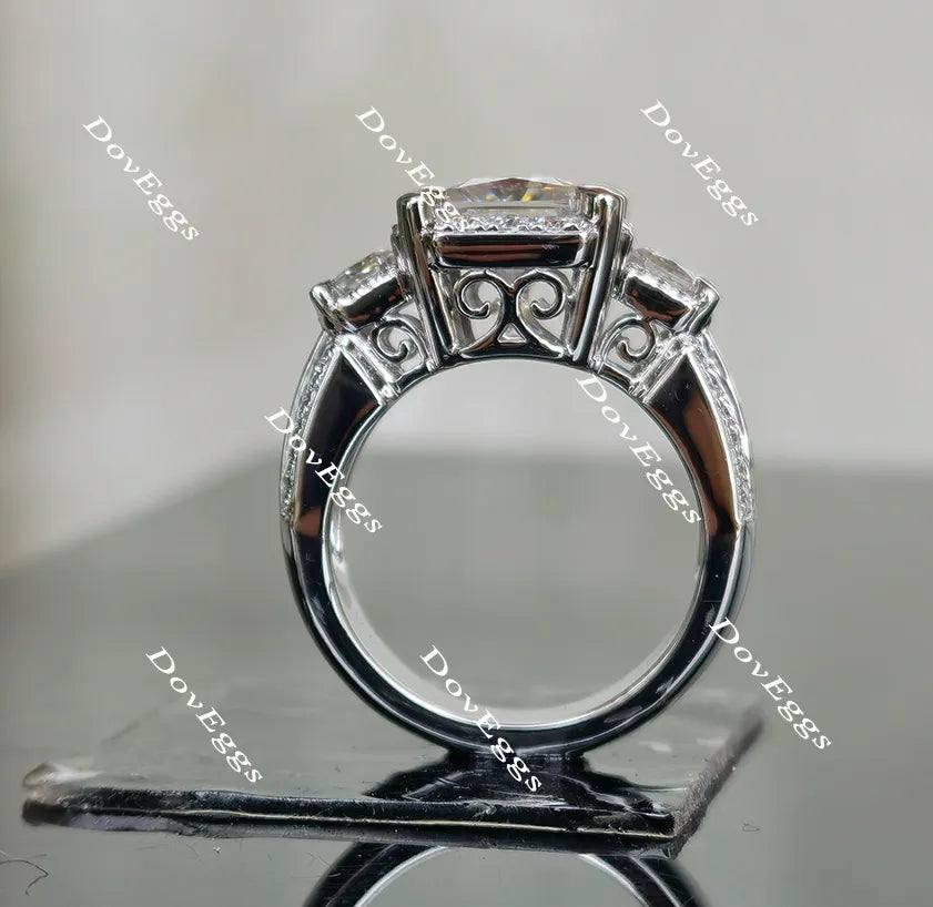 Doveggs radiant side stone halo moissanite engagement ring (engagement ring only)