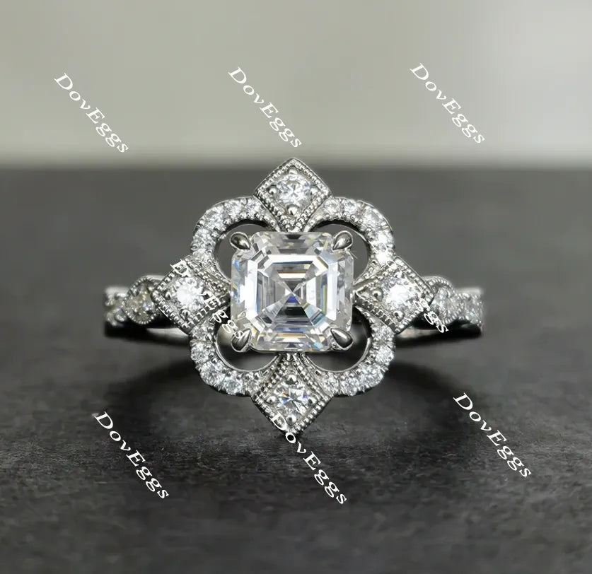 The aviator's floral Asscher moissanite engagement ring