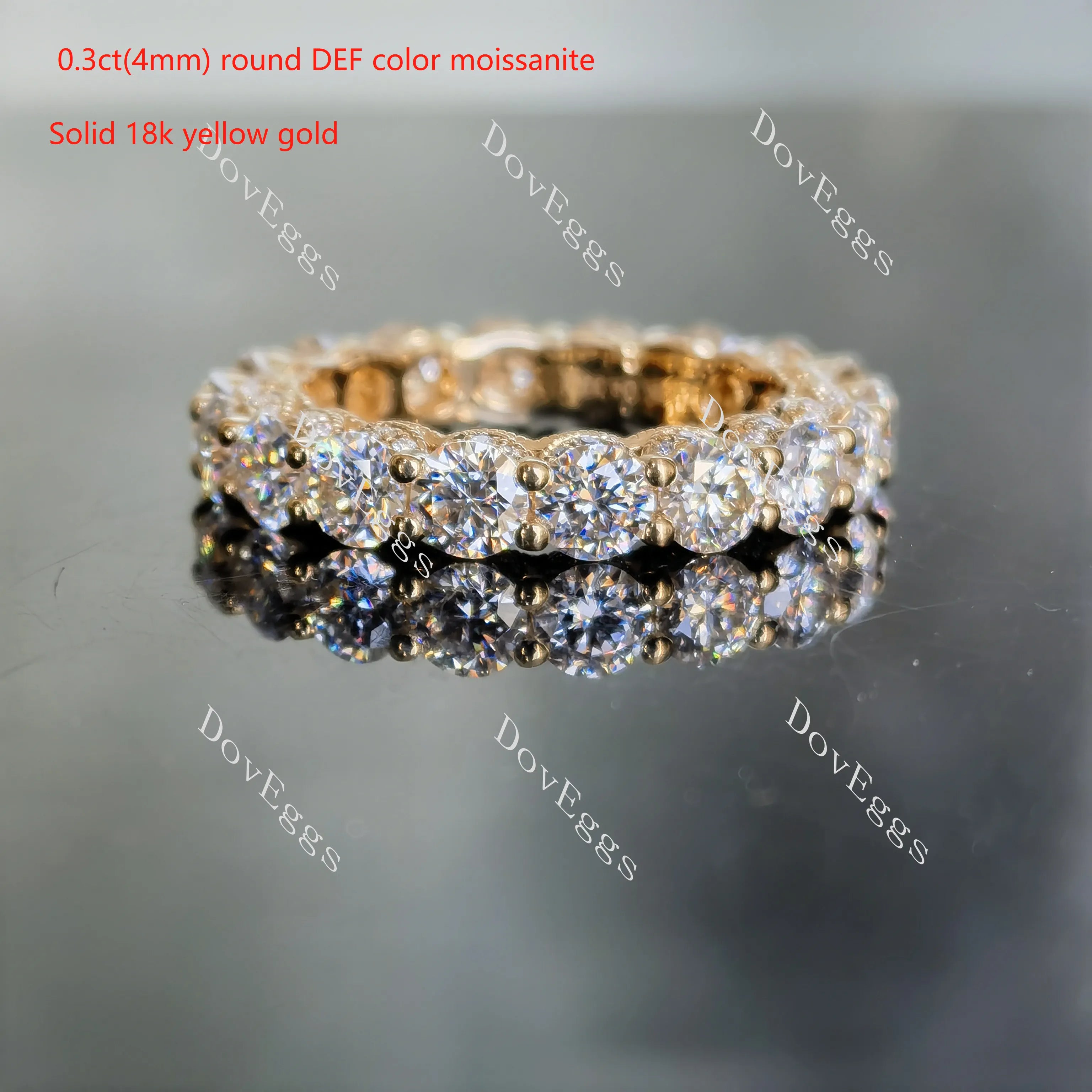 Doveggs round full eternity moissanite/lab grown diamond wedding band-4mm band width