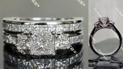 Doveggs princess half eternity channel set moissanite engagement ring