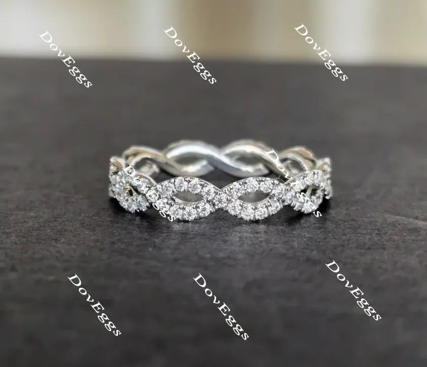Doveggs round full eternity moissanite/lab grown diamond wedding band-3.8mm band width