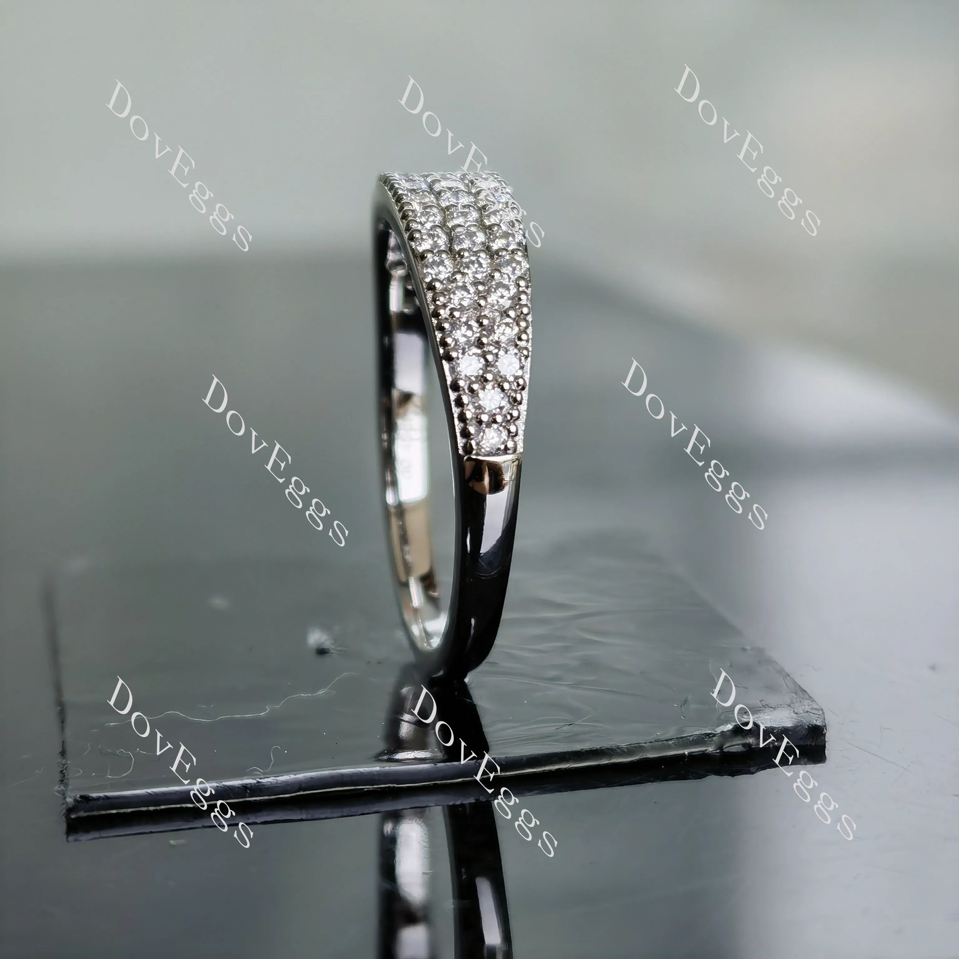 Doveggs round pave moissanite/lab grown diamond wedding band-2.0mm band width