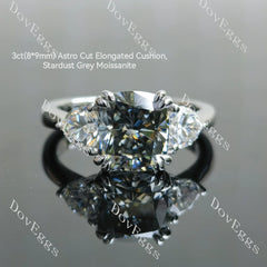 Doveggs cushion three-stone moissanite engagement ring