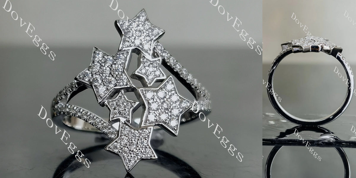Star Gazing round pave moissanite/lab grown diamond wedding band-1.9mm band width