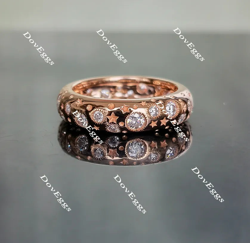 Doveggs art deco round full eternity moissanite/lab grown diamond wedding bands-5mm band width