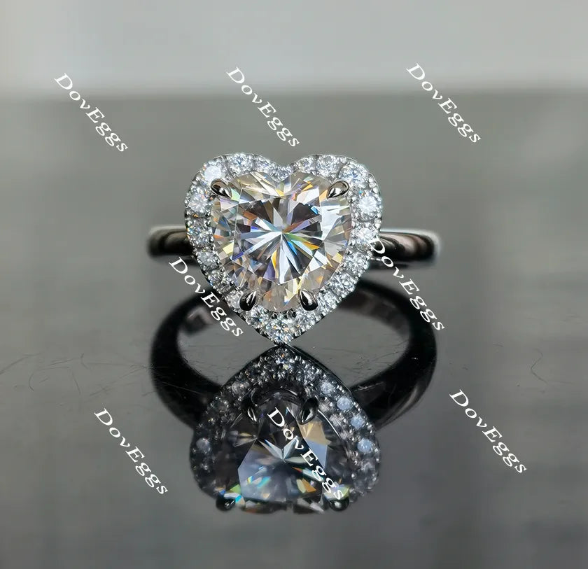 Doveggs heart halo moissanite engagement ring