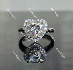 Doveggs heart halo moissanite engagement ring