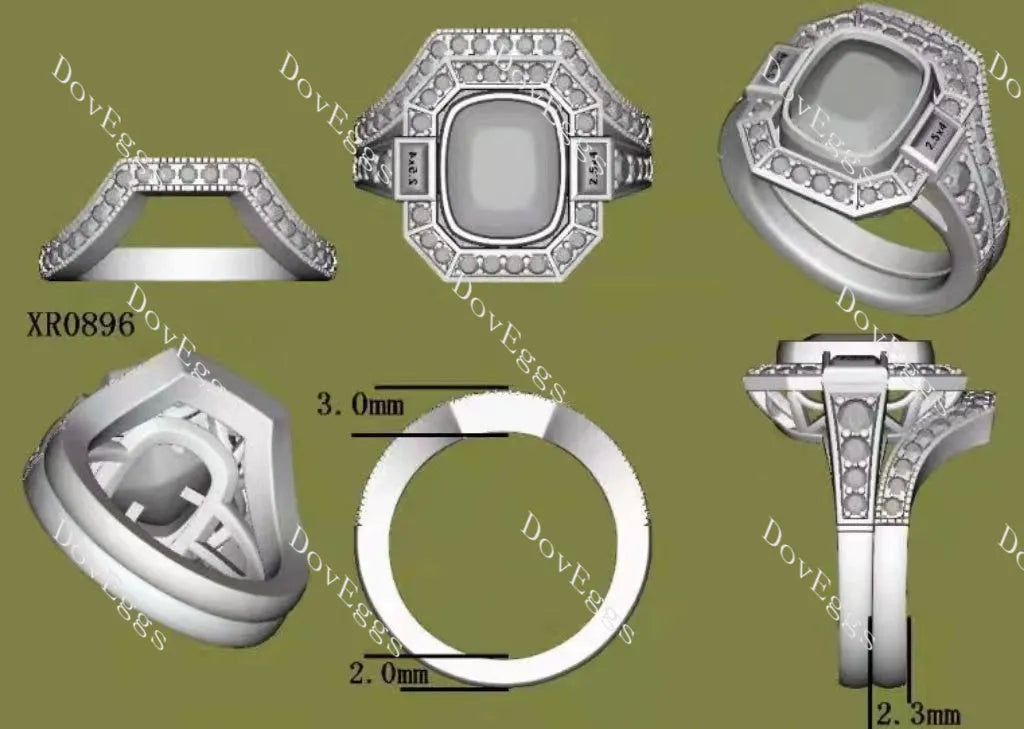 Doveggs half eternity pave moissanite/lab grown diamond curved wedding band-2.3mm band width
