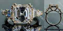 Doveggs three-stone side stones moissanite engagement ring