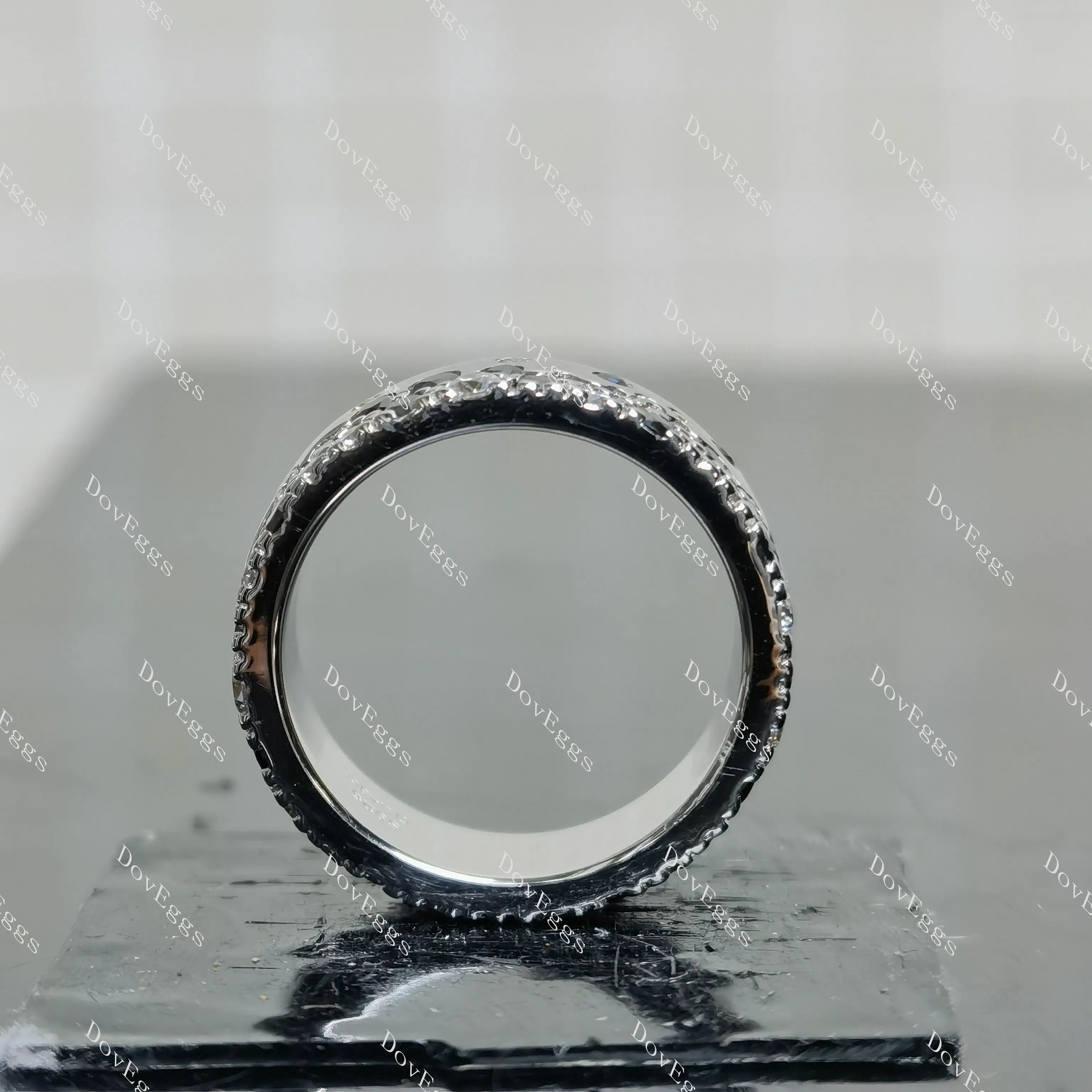 (size 5) Doveggs sterling silver 1.43cttw moissanite and black sapphire wedding band
