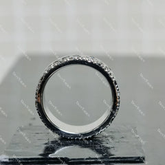 (size 5) Doveggs sterling silver 1.43cttw moissanite and black sapphire wedding band