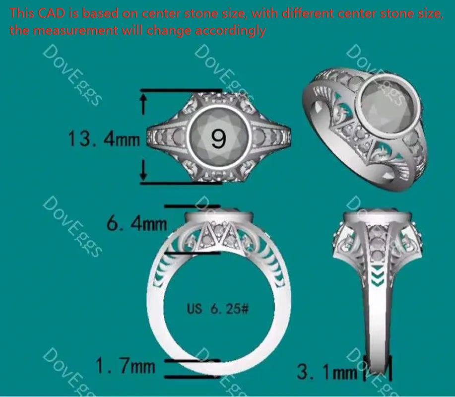 Doveggs round hollow out moissanite engagement ring