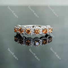 Doveggs round halo eternity pave moissanite/lab grown diamond & colored gem wedding band-5.5mm band width